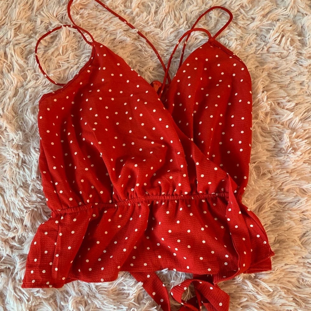 Polka dot ruffle shirt